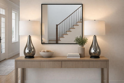 Smoke Pearl Essence Glass & Metal Table Lamp (Set of 2) - Smoke Pearl / Matte Black