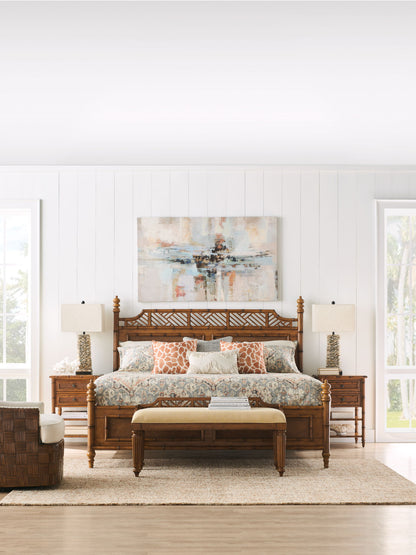 Island Estate - Plantain Upholstered Bed Bench - Beige / Dark Brown