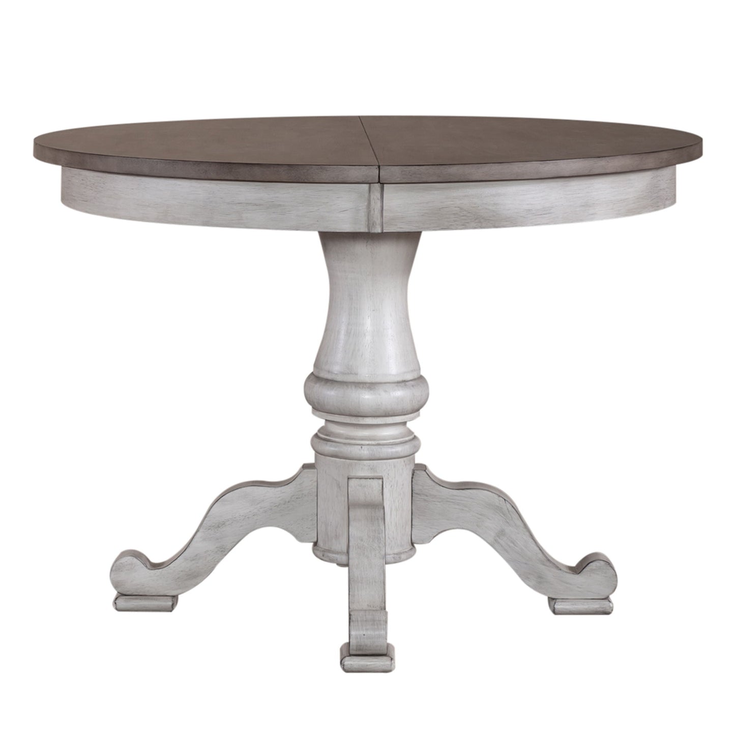 Ocean Isle - Single Pedestal Table Top - Antique White / Dark Brown