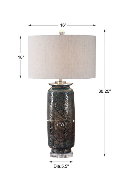 Olesya - Swirl Glass Table Lamp - Blue