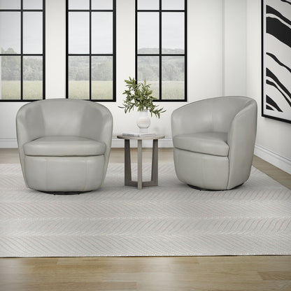 Barolo - 100% Italian Leather Swivel Club Chair (Set of 2)