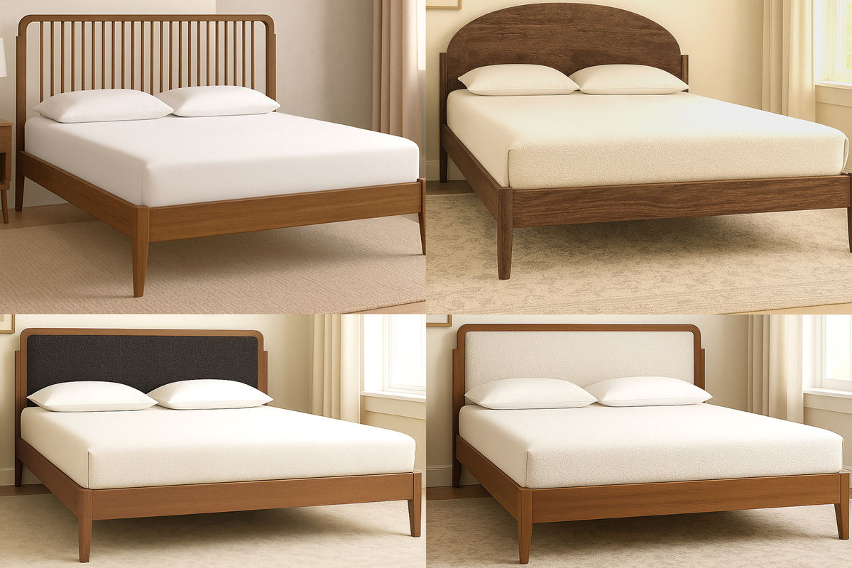 Hawthorne - 5/0 Queen Upholstered Platform Headboard - Walnut / White