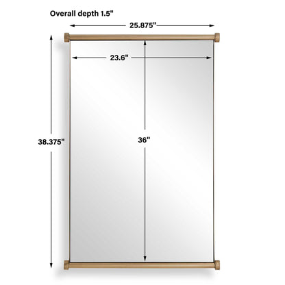 Scroll - Rectangular Mirror - Brass / Gold