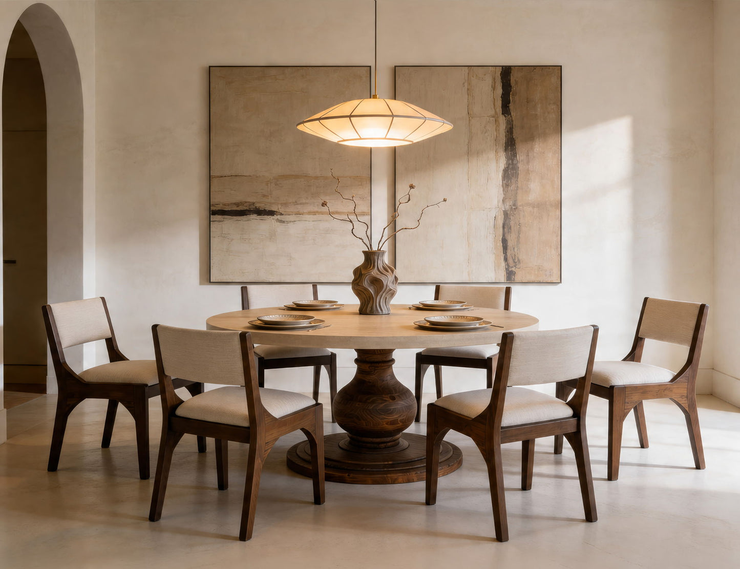 Lumiere - Round Table Top - Gray / Beige
