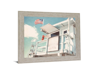 Seaside Watchtower - 28" x 34" Framed Wall Art - Light Blue