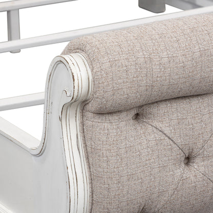 Magnolia Manor - Queen Upholstered Sleigh Footboard - Antique White