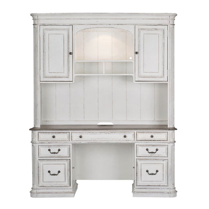 Magnolia Manor - 5 Piece Home Office Set (Complete Desk) - Antique White