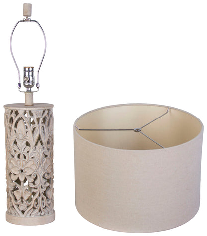 Ivory Trellis - 26 X 15 - Polyresin Table Lamp (Set of 2) - Distressed White