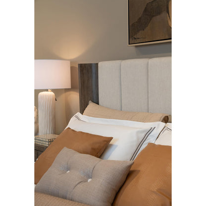 Sariel - King Upholstered Shelter Headboard - Dark Brown