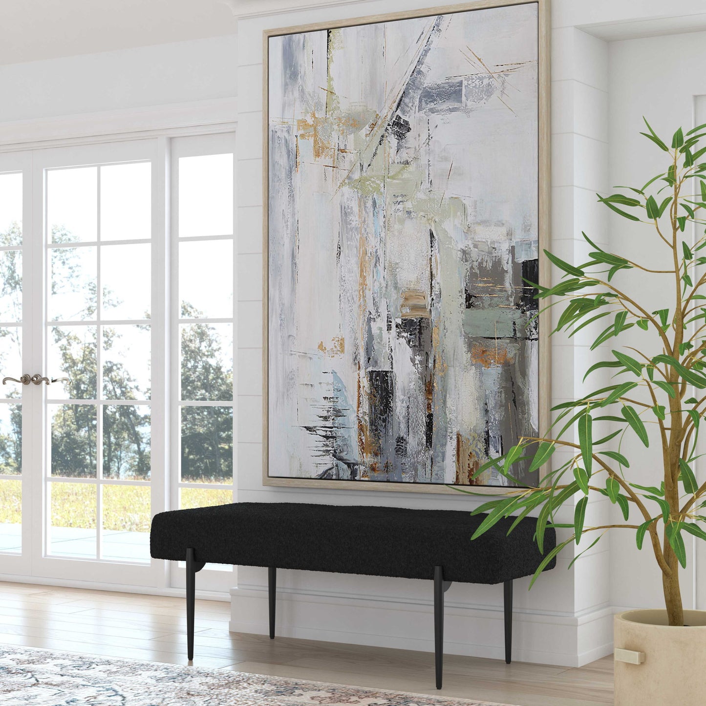 Natural Springs - Hand Painted Canvas Art - Pearl Silver