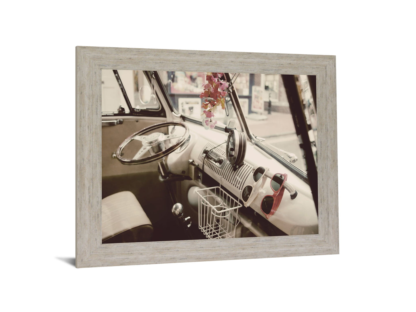Retro Roadway Charm - 28" x 34" Framed Wall Art - Beige