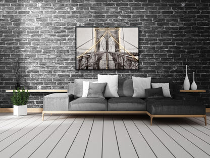 "Luminous Crossing" Hand-Embellished LED In Frame - Black / White / Dark Gray