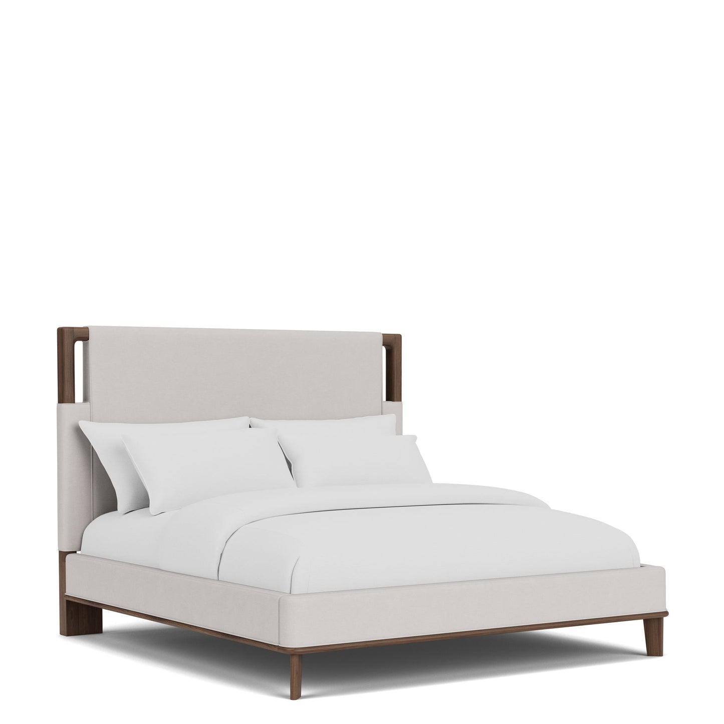 Delia - Queen Upholstered Bed - Nouveau Walnut / Beige