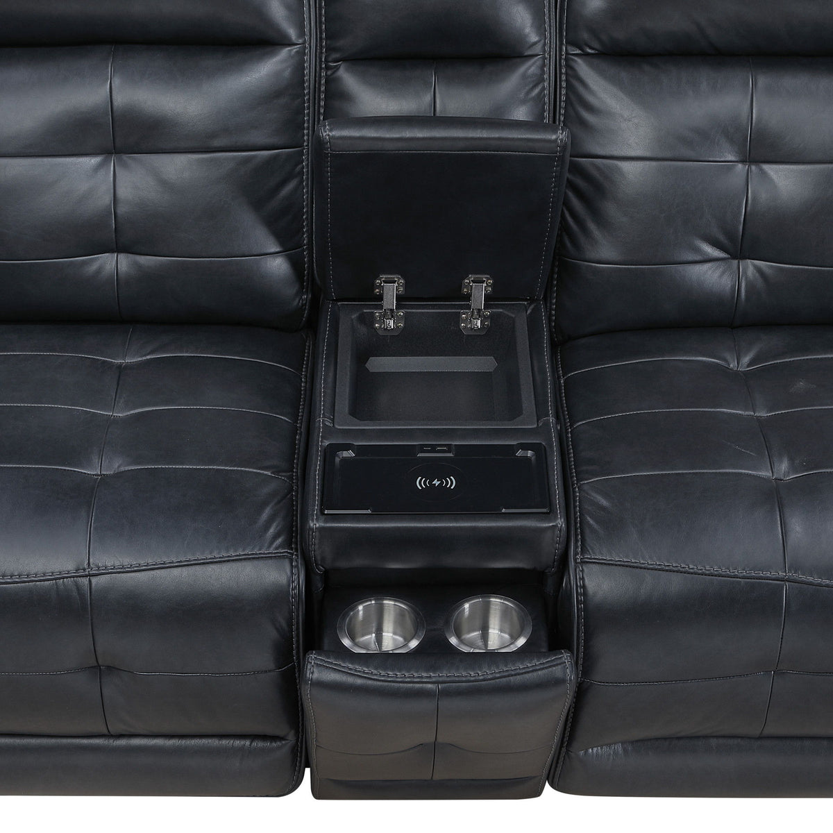 Warner - LAF Console Loveseat With 2 Recliners - Black