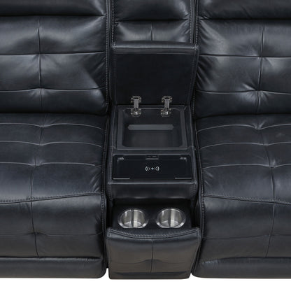 Warner - LAF Console Loveseat With 2 Recliners - Black