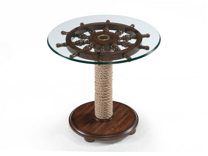Beaufort - Round Accent Table With Base And Glass Top - Dark Oak