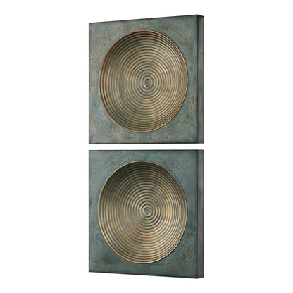 Sybil - Squares (Set of 2) - Antique Gold
