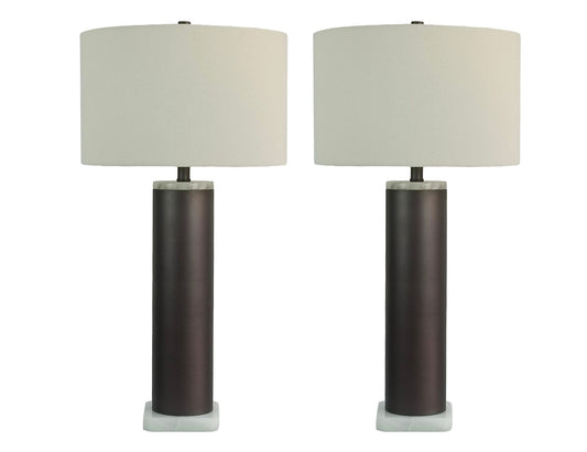 Slate Stone Metal & Jade Table Lamp (Set of 2) - Gray Slate