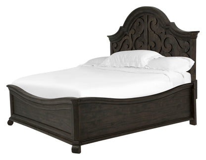 Bellamy - Queen Panel Bed Shaped Headboard - Peppercorn