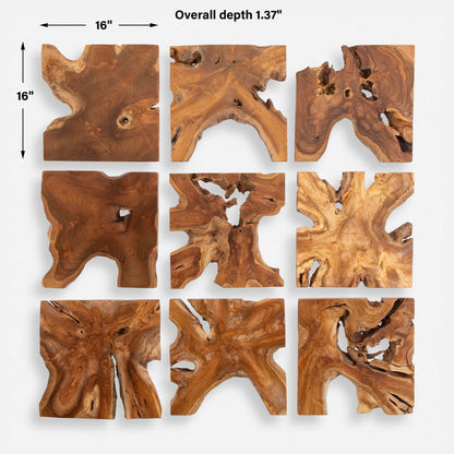 Talia - Wood Wall Decor (Set of 9) - Light Brown