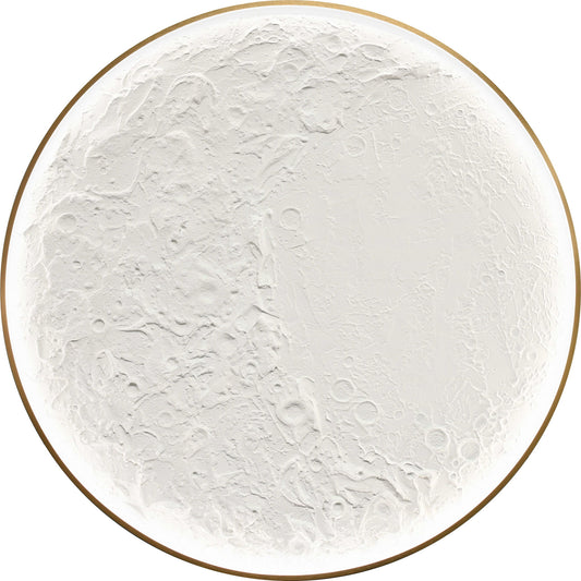 Lunar Relief Hand-Painted LED Canvas In Frame - Ivory / White