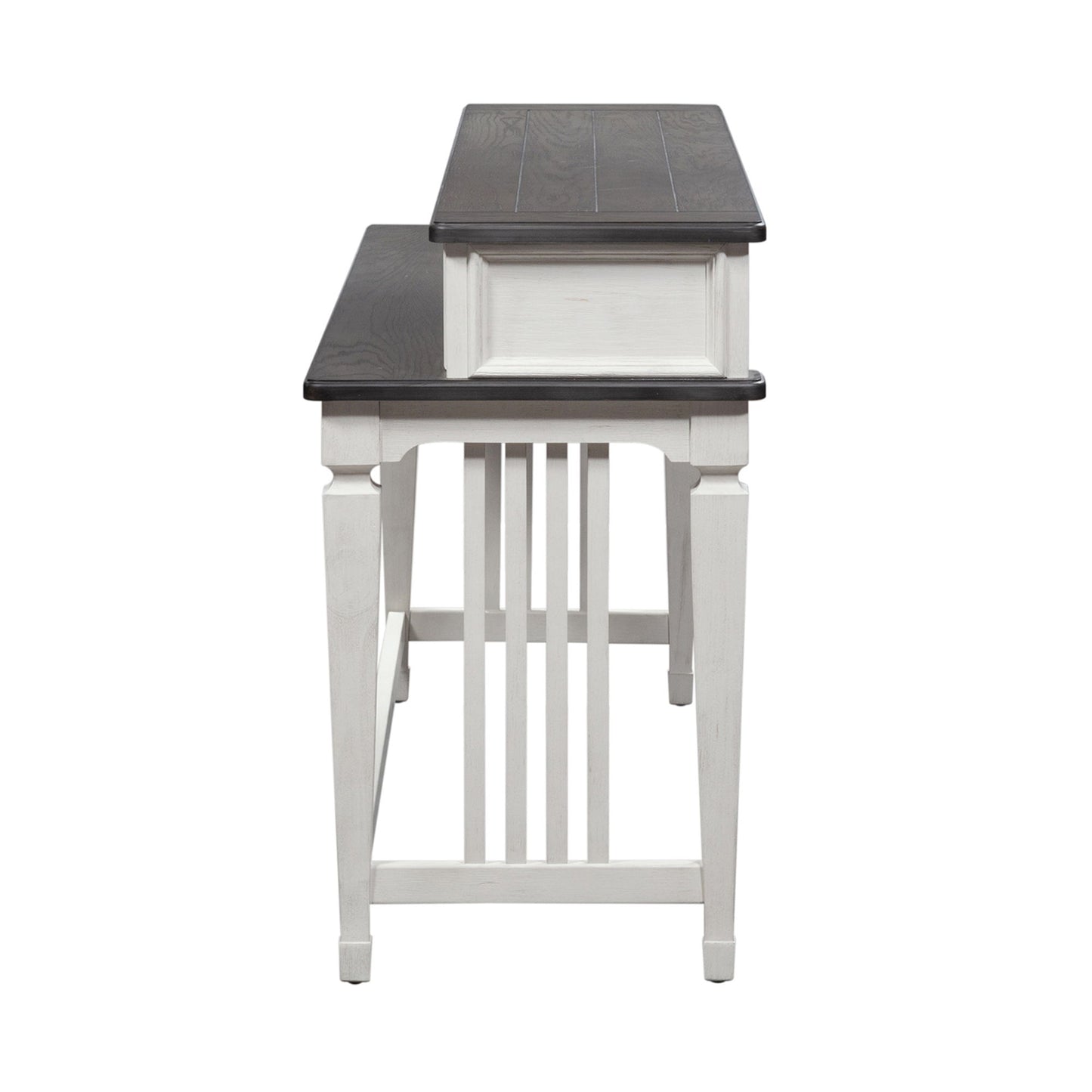 Allyson Park - Console Bar Table - Wirebrushed White / Charcoal