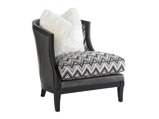 Lexington Leather - Garland Left Arm Facing Leather Chair - Dark Gray / Black