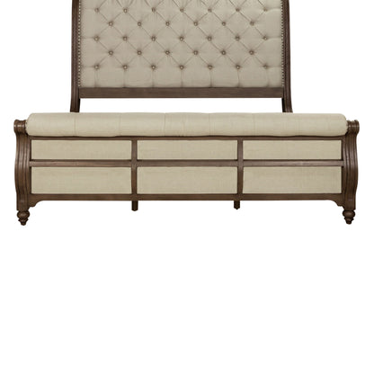 Americana Farmhouse - Queen Upholstered Sleigh Footboard - Dusty Taupe