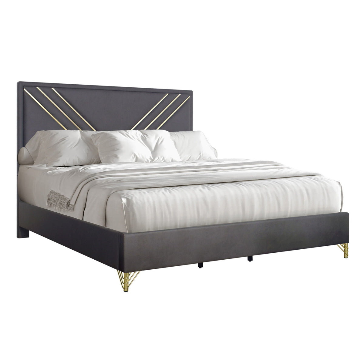 Symmetry - Eastern King Headboard, Footboard & Slat Kit - Charcoal