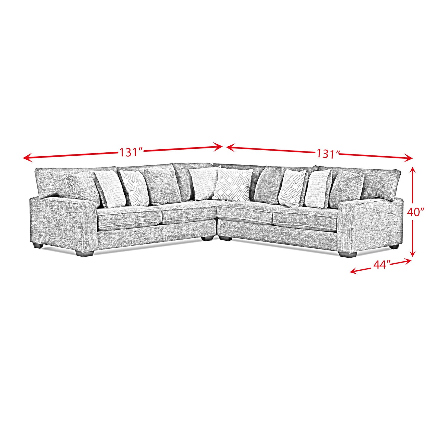 Tully - LHF Sofa With 4 Pillows - Galactic Charcoal