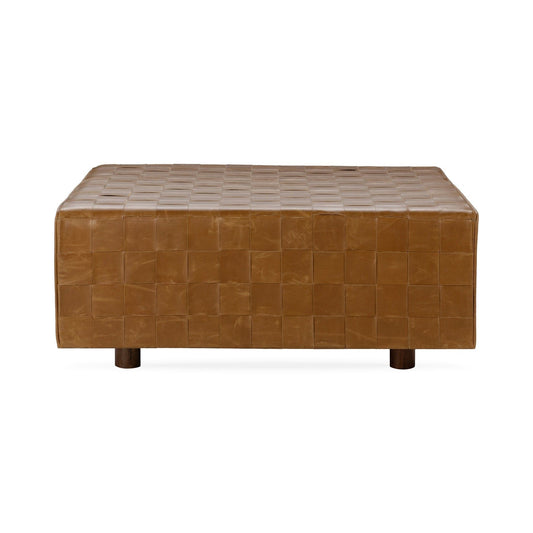 Bridgitte - Leather Square Ottoman - Autum Maple