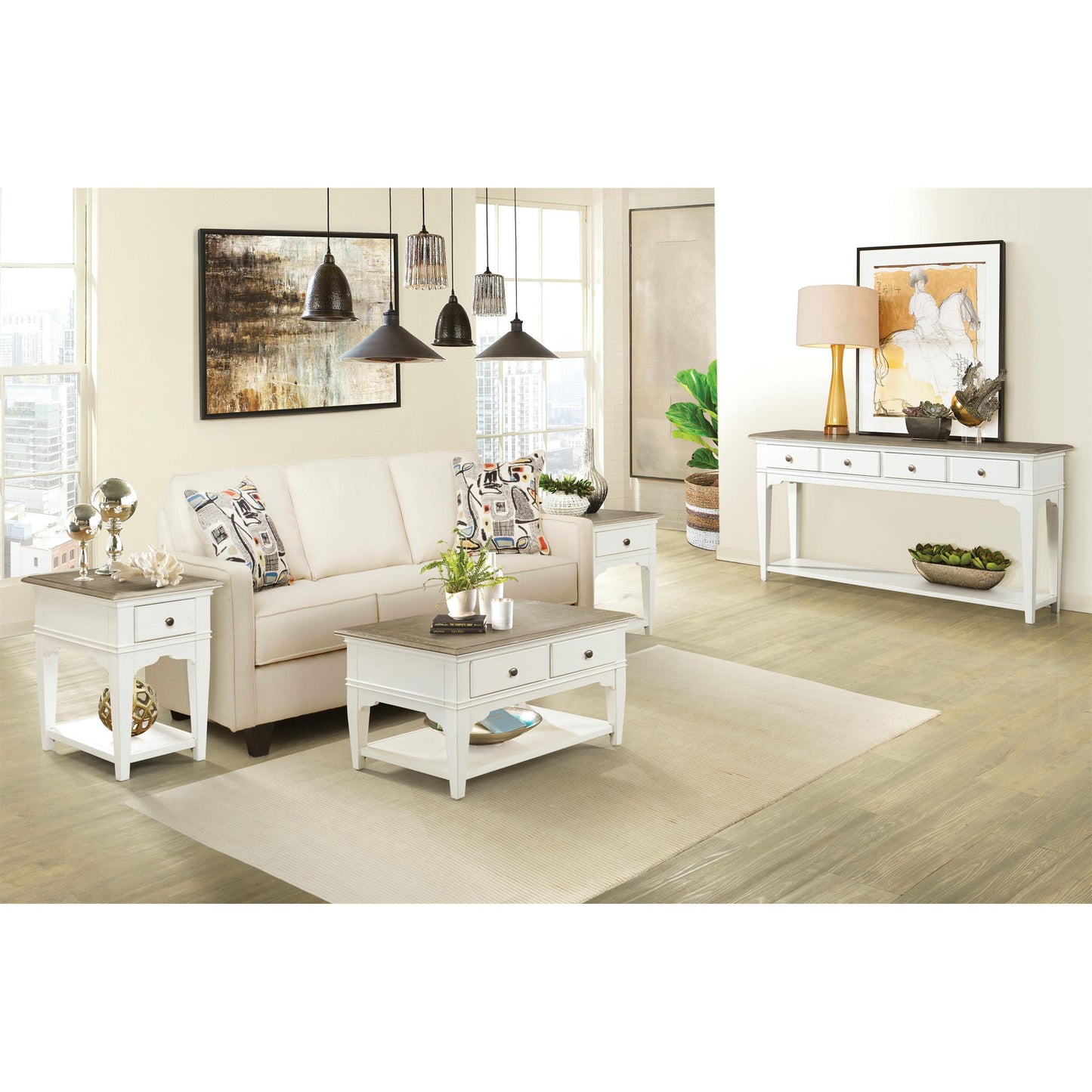 Myra - Small Leg Cocktail Table - Natural / Paperwhite