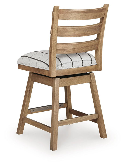 Ridgester - Upholstered Swivel Barstool (Set of 2) - Light Brown