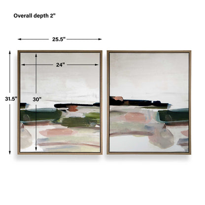 Just - Peaking Framed Abstract Prints (Set of 2) - Black / Gray / Green / Pink / Purple / White
