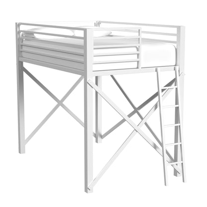 Talia - Full Loft Bed Posts, Ladder, Short Rails, Short X Bar And Hardware - White
