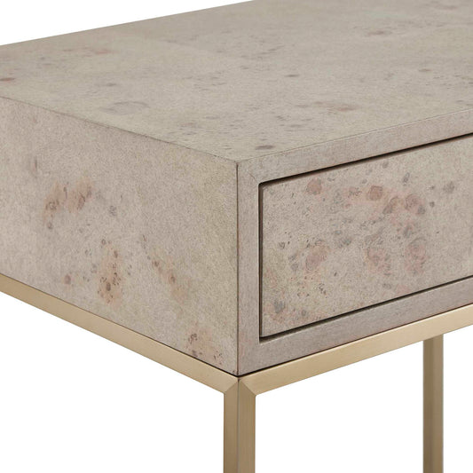 Pembrook - Side Table - Light Washed / Brass