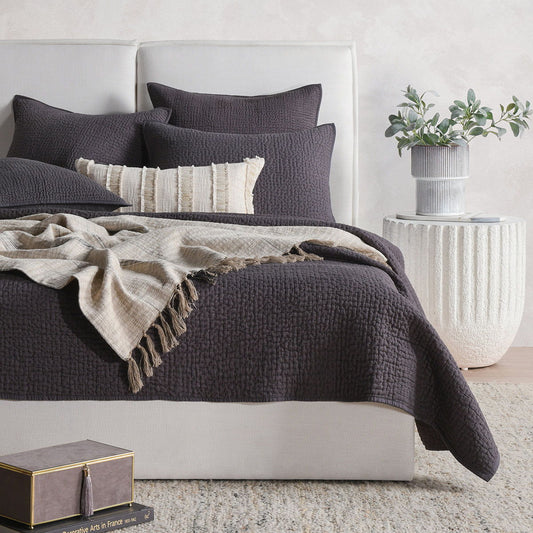 Danica - 3 Piece Queen Quilt Set - Charcoal