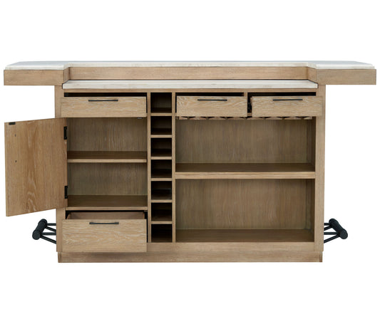 Escape - Dining Bar With Stone Top - Glazed Natural Oak / Vanilla Bean