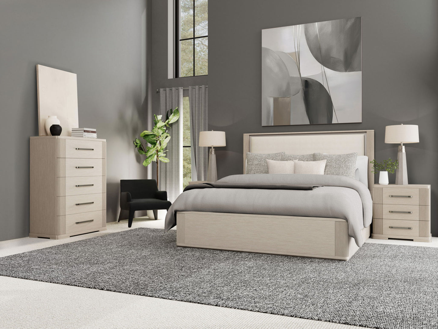 Alexis - King Upholstered Panel Headboard - Latte Essence