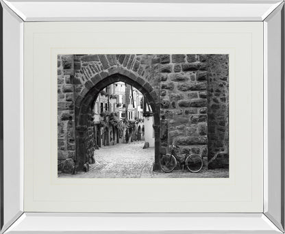 Bicycle Of Riquewihr By Monte Nagler - Mirror Framed Print Wall Art - Dark Gray