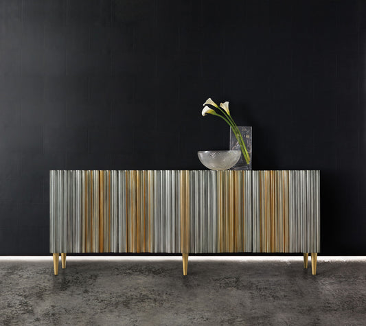 Melange - Apollo Credenza - Dark Gray / Gold