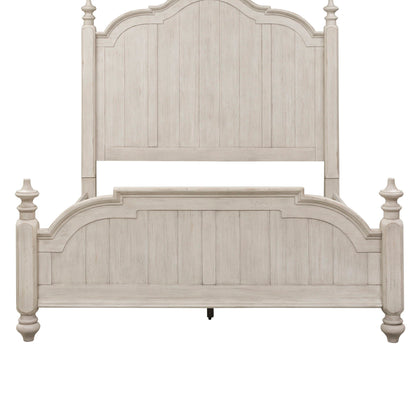 Farmhouse Reimagined - King Poster Footboard - Antique White / Chestnut Tops