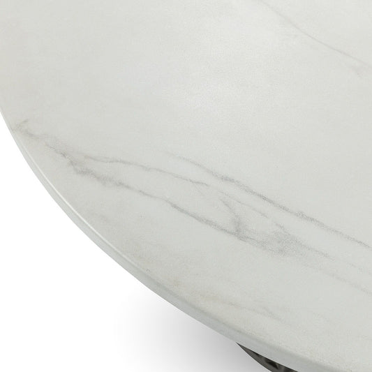 Caspia - 47" Outdoor Round Dining Table - Snowdrift White / Black