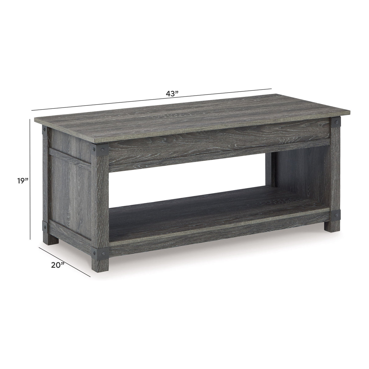 Freedan - Rect Lift Top Cocktail Table - Grayish Brown