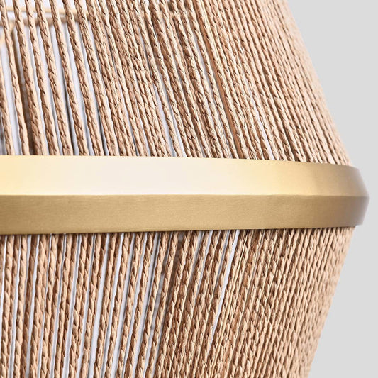 Wendy - Rattan Round Chandelier - Natural / Gold