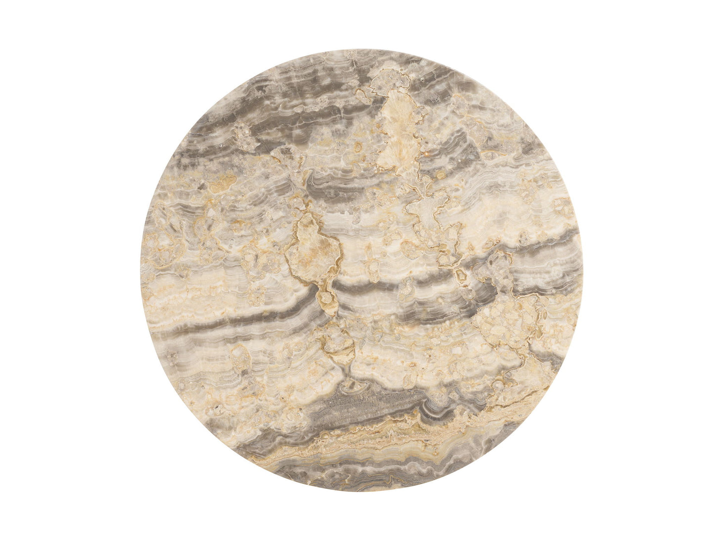 Montecito - Lowery Round Metal Accent Table - Beige / Dark Brown