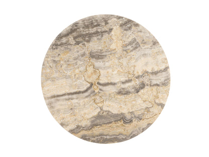 Montecito - Lowery Round Metal Accent Table - Beige / Dark Brown