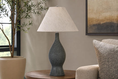 "Cerulean Elegance" Ceramic Table Lamp (Set of 2) - Blue Gray
