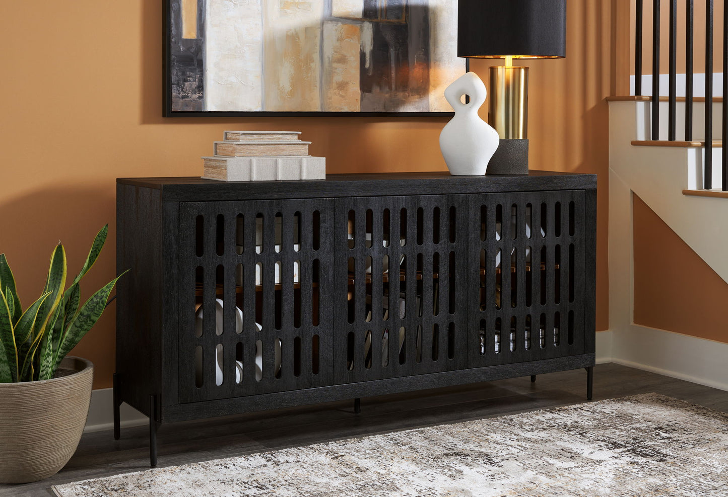 Vallisburg - Accent Cabinet - Black / Natural