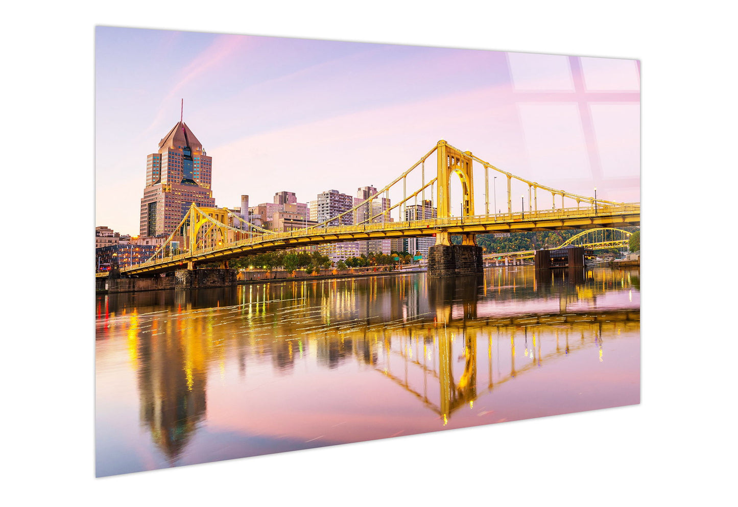 Gold Bridge Reflections Tempered Glass With Foil - Gold / Pink